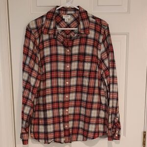 J. Crew Red, Navy & White Plaid Button-Front Shirt